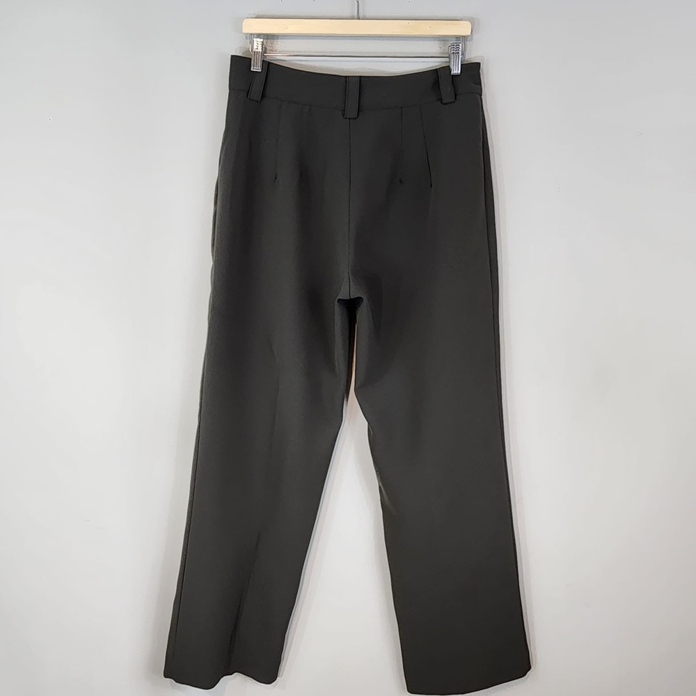 ZARA Francoise Olive Green High Rise Trouser Pants Size Large - Picture 6 of 9